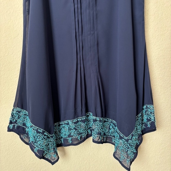 Sundance Beaded Embroidered Handkerchief Hemline Boho Artsy Tunic Tank Blouse - Picture 10 of 10